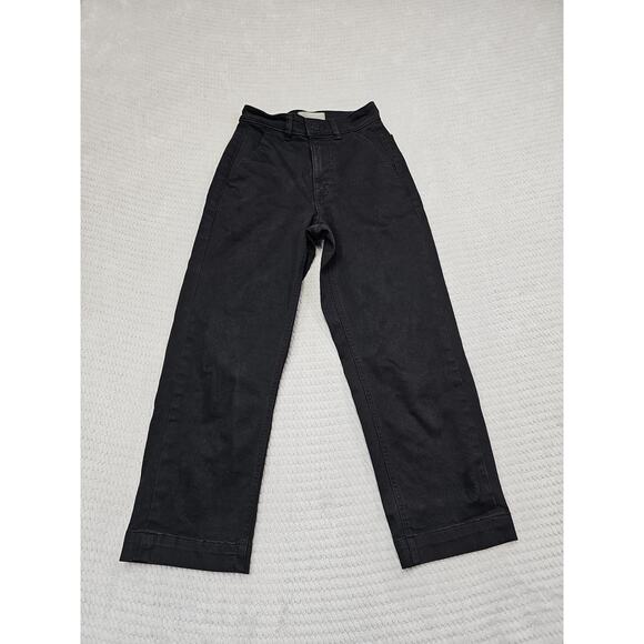 Everlane Jeans Womens 00 The Straight Leg Crop Denim Stretch Cotton Black - Picture 1 of 8